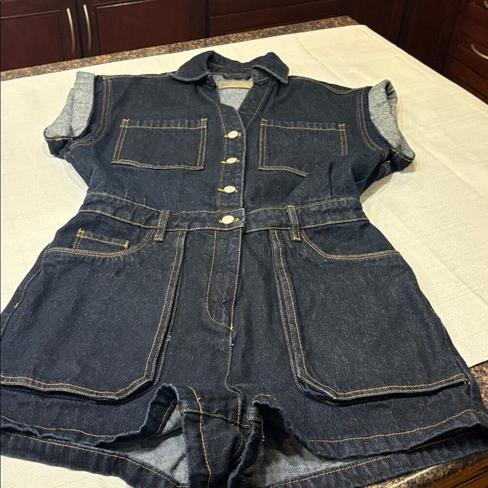 Blank NYC Dark Blue Denim Romper Size S - Picture 3 of 8
